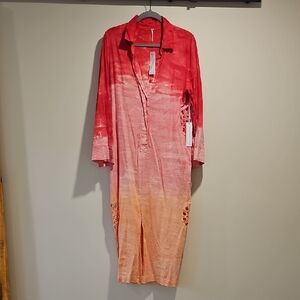 Young Fabulous Broke YFB Ombre Tie Dye Crochet Pebble Beach Cover-up Dress M